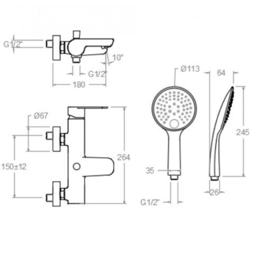 Mitigeur bain-douche monocommande ALEXIA 3605TR avec ensemble de douche chromé - RAMON SOLER - 36C300628 pas cher Secondaire 1 L