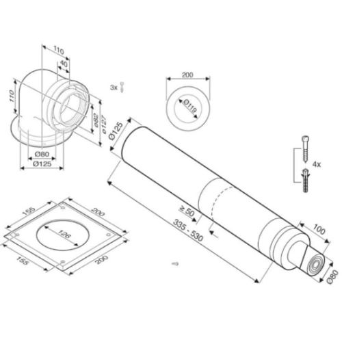 Terminal horizontal t&eacute;lescopique plastique blanc D 80/125 ELM LEBLANC 7738112576 photo du produit Secondaire 1 L
