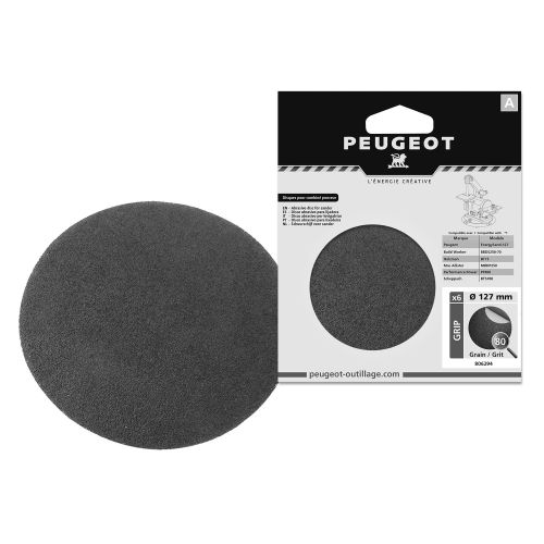 Jeu de 6 abrasifs Velcro diamètre 127mm grain 180 - PEUGEOT OUTILLAGE - 806296 pas cher Principale L