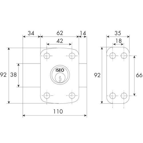 Verrou CITY 160 à 2 entrée GHB cylindre de 45mm - ISEO - 11260451 pas cher Secondaire 1 L