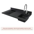 Kitchenette sans meuble haut K08L 120cm avec plan monobloc et emplacement frigo top gris/nero (noir) évier à droite - CUISIBANE - K08G-P120NE-D pas cher