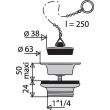 Bonde de lavabo en laiton D63 bouchon avec enjoliveur chromé VALENTIN 00 115500 000 00 photo du produit Secondaire 1 S