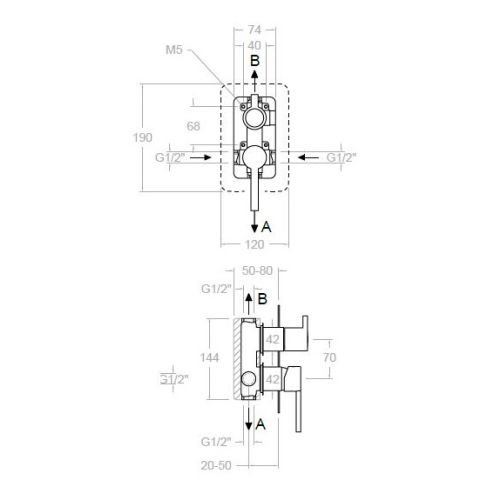 Mitigeur bain-douche à encastrer DRAKO 331502SNM noir mat 2 voies - RAMON SOLER - 33D307850 pas cher Secondaire 1 L