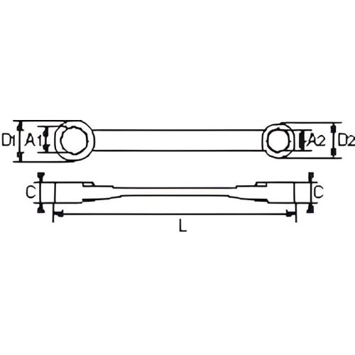 Clé polygonales à cliquet 12 pans Sam outillage en mm - 105-D-11X13 photo du produit Secondaire 1 L
