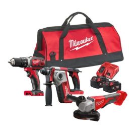 Pack 3 outils 18V Milwaukee BLPP3C-502B + 2 batteries 5 Ah + chargeur + sac de transport  - 4933498166 photo du produit Principale M