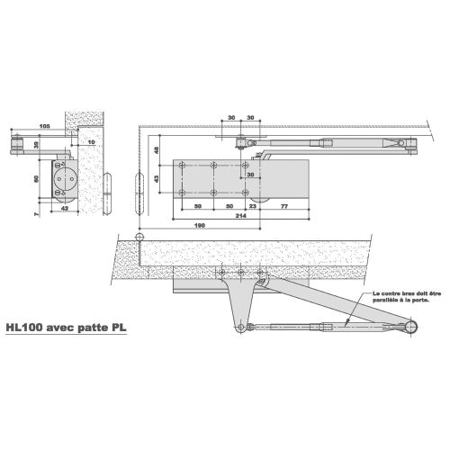 Ferme porte HL 100 force 2-4 bras à compas - ISEO pas cher Principale L