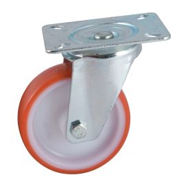 Roulette D125mm polyuréthane rouge platine pivotante - AVL - 504833O pas cher Principale M