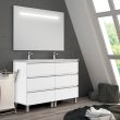 Meuble de salle de bain double vasque 6 tiroirs PALMA et miroir Led STAM blanc 120cm - COSYNEO - ING3CPALMA120STAMBLA pas cher
