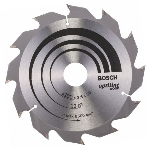 Lame de scie circulaire Optiline Wood 180x30x2,6mm 12 dents - BOSCH - 2608641178 pas cher