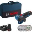 Meuleuse d'angle 12 V GWS 12V-76 Professional + 2 batteries 2 Ah + chargeur + sac à outil soft bag BOSCH 06019F200C photo du produit