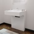 Ensemble meuble EPURE 70cm blanc brillant simple plan vasque - CUISIBANE - M0EP_70BB pas cher Secondaire 2 S