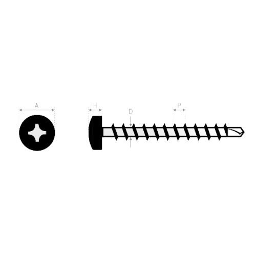 Vis auto-perceuse à tête cylindrique crantée PH zingué DIN 7504-N 4,8/16mm boîte de 500 - ULTIMA - AFB7504MH4816 pas cher Secondaire 1 L