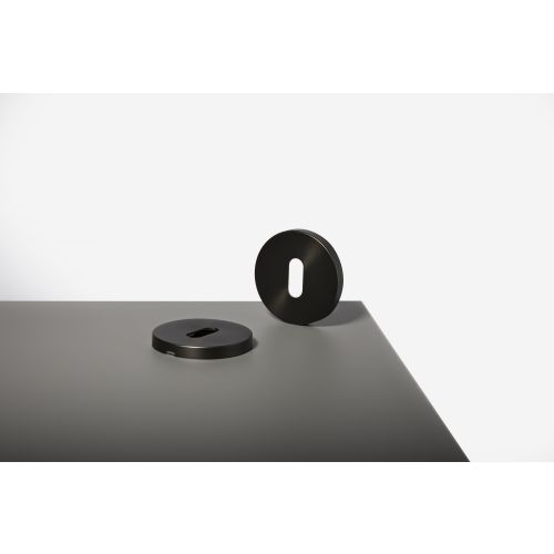 Paire de rosaces Jade Slim en inox clé L ronde noire HERACLES B-INOX-SL06N photo du produit Secondaire 2 L