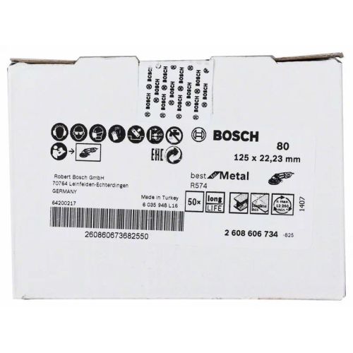 Disque abrasif sur fibres D.125 G80 Best for Metal BOSCH 2608606734 photo du produit Secondaire 1 L