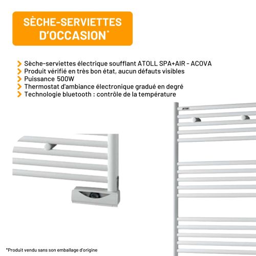 OCCASION Radiateur sèche-serviettes électrique ATOLL SPA+AIR connecté 500 W - ACOVA - TSL-050-050/IFS pas cher Secondaire 1 L