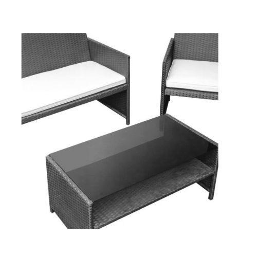 Salon de jardin 4 pi&egrave;ces Cuba en acier noir - HILPEA pas cher Secondaire 3 L