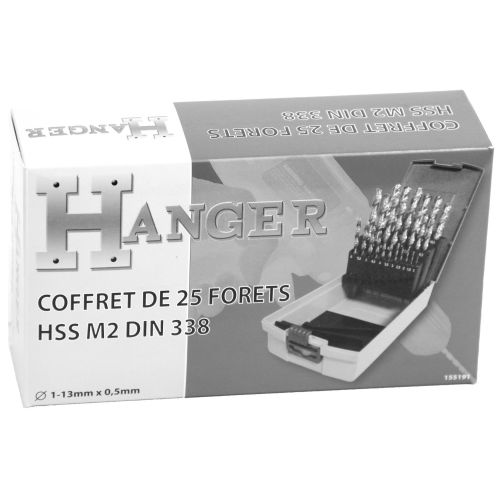 Coffret de 25 forets métaux HSS taillés meulés - HANGER - 155191 pas cher Secondaire 1 L
