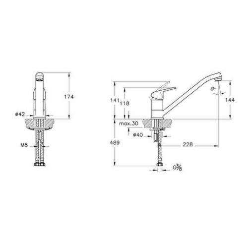 Mitigeur de cuisine bec bas cartouche 1/2 C2 éco - VITRA - A43429EKF pas cher Secondaire 1 L