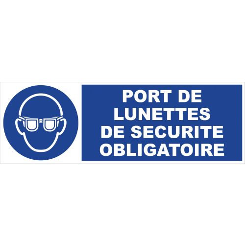 Panneau d’obligation rectangulaire 450x150mm 'port de lunettes de sécurité obligatoire' - NOVAP - 4030609 pas cher Principale L