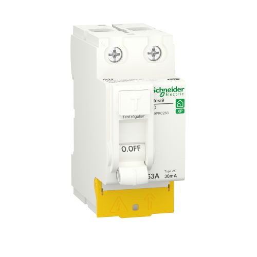 Interrupteur différentiel RESI9 30mA 2P peignable 63A Type AC - SCHNEIDER ELECTRIC - R9PRC263 pas cher