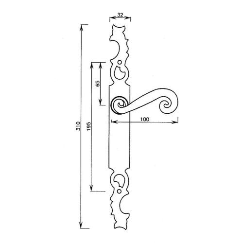 Ensemble sur plaque AQUITAINE étroite clé I finition fer cémenté patiné - BOUVET - ES45IA132 pas cher