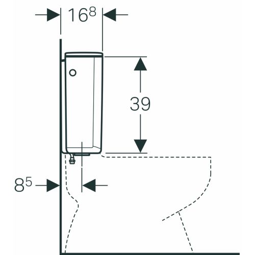 Réservoir blanc apparent alimentation basse gauche ou droite - GEBERIT - 128.013.11.5 pas cher Secondaire 1 L