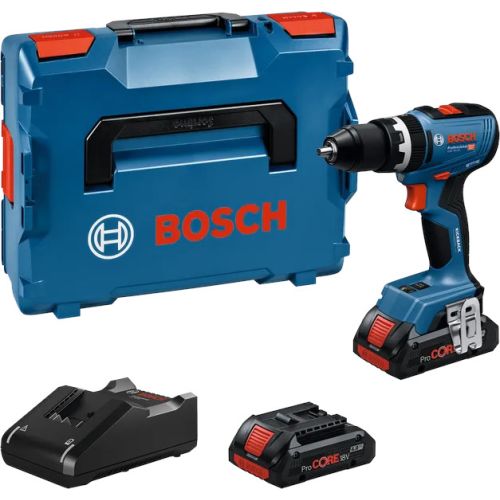 Perceuse-visseuse &agrave; percussion 18 V GSB 18V-65 + 2 batteries PROCORE 4 Ah + chargeur + L-BOXX BOSCH 06019N3306 photo du produit