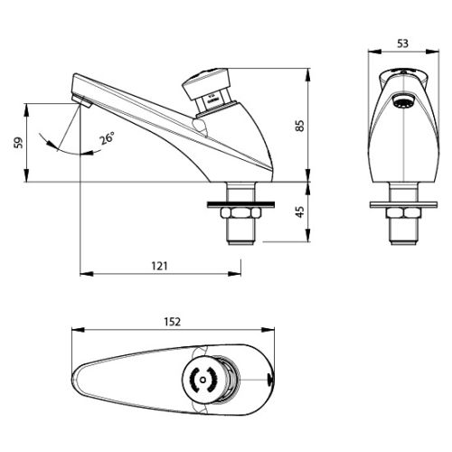 Robinet de lavabo simple 604 temporis&eacute; sur plage - PRESTO - 64602 pas cher Secondaire 1 L