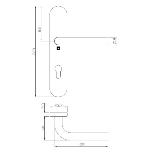 Ensemble sur plaques JADE s&eacute;rie 1194 type cl&eacute; I finition inox - HERACLES - B-INOX-SP08 pas cher Secondaire 5 L