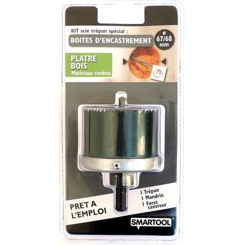 Scie cloche HSS bois - plâtre diamètre 68 mm + embase + foret centreur SMARTOOL TECHNIC 983052 photo du produit Secondaire 1 L