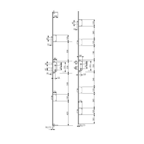 Serrure 5 points à larder pênes latéraux finition or gâche courte - TESA - TLPN5ASCE pas cher Secondaire 2 L