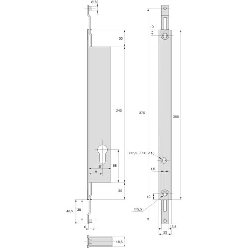 Serrure à larder 2 points à engrénage 39mm pour tringe plate - STREMLER - 2271.39.TI24 pas cher Secondaire 1 L