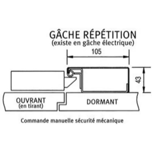 Gâche à répétition pour serrure carénée Sésame 1 blanc droite 3 m Héraclès 6468S0013 photo du produit Secondaire 1 L