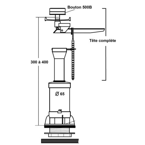 Mécanisme standard à poussoir bouton chromé - GARIS - W03-5000G pas cher Secondaire 4 L