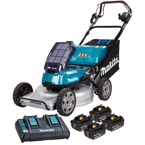 Tondeuse à gazon auto-tractée 2 x 18 V LXT 53 cm + 4 batteries 5 Ah + chargeur MAKITA DLM533PT4 photo du produit