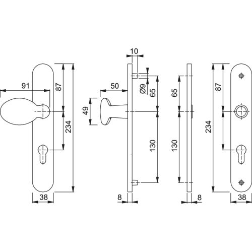 Ensemble GM sans b&eacute;quille pali&egrave;re cl&eacute; I F9 - HOPPE - 762507 pas cher Secondaire 1 L