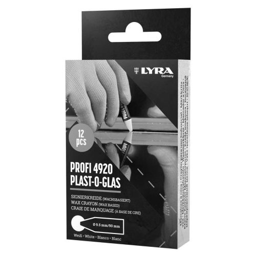 Boîte de 12 craies de marquage Profi 4920 Plast-o-glas 9,5mm blanc - LYRA - L4920001 pas cher