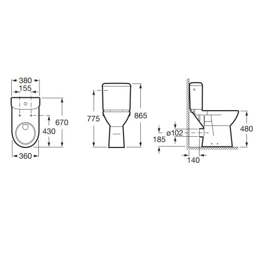 Pack WC ACCESS surélevé avec réservoir et abattant thermodur - ROCA - A349239000 photo du produit Secondaire 3 L