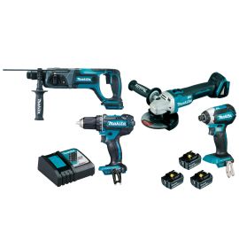 Pack 4 outils 18V Makita (DGA504 + DDF482 + DHR241 + DTD153) + 3 batteries 5 Ah + chargeur - DLX4080TX1 photo du produit Principale M