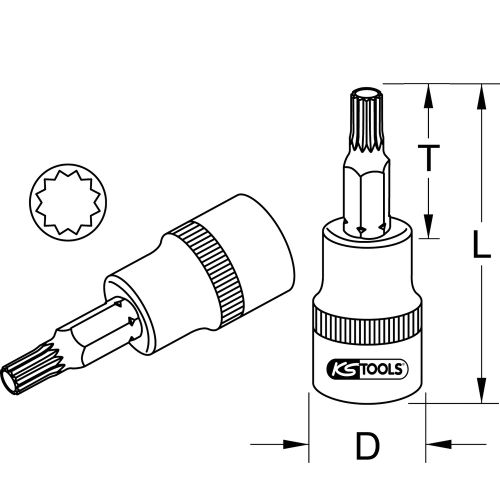 Douille tournevis ULTIMATE XZN 1/2'' 55 mm M4 KS TOOLS 911.5305 photo du produit Secondaire 1 L