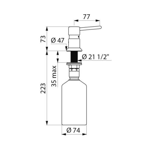 Distributeur de savon bec droit sur plage 0,5L laiton chromé brillant - DELABIE - 729508 pas cher Secondaire 1 L