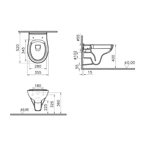 Pack WC suspendue S20 Round sans bride abattant standard VITRA 7644B003-6079 photo du produit Secondaire 1 L