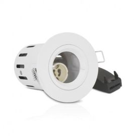 Support de spot Miidex Lighting BBC rond blanc fixe avec douille automatique GU10 - 77181 photo du produit Principale M