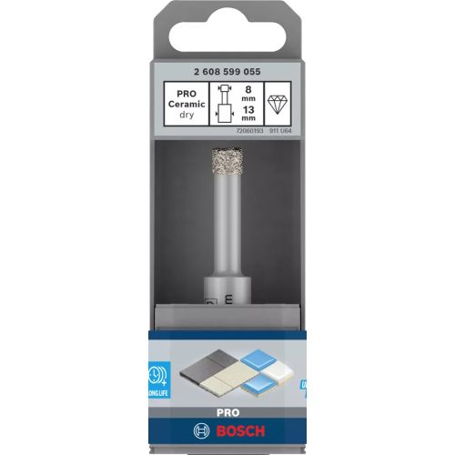 Foret diamant PRO Ceramic à sec 8 x 33 x 13 mm BOSCH 2608599055 photo du produit Secondaire 8 L