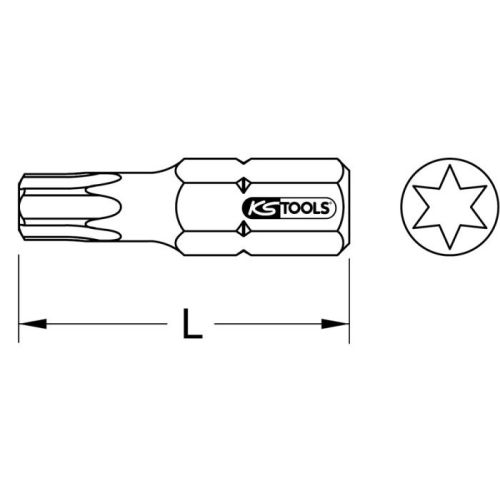 Boîte de 5 embout de vissage Torx 6 pans en acier nickelé T10 KS TOOLS 911.2313 photo du produit Secondaire 1 L