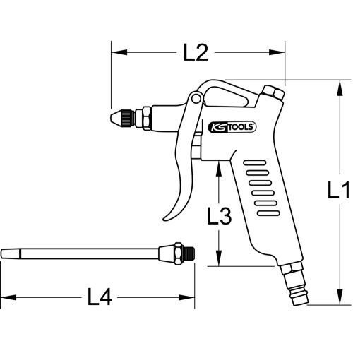 Soufflette pistolet en métal 1/4 '' avec 2 embouts KS TOOLS 515.1930 photo du produit Secondaire 1 L