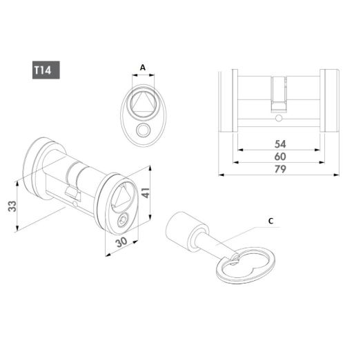 Cylindre européen affleurant pompier - LOCYNOX - 3012-POC-T14 pas cher Secondaire 1 L