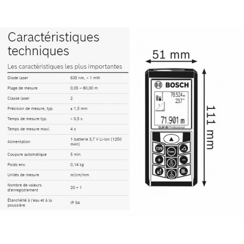 Télémètre laser GLM 80 en boite carton - BOSCH - 0601072300 pas cher Secondaire 5 L