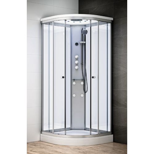 Cabine de douche Hydromassante SILVER HYDRO 80x80 blanc - THALASSOR - SQMB8080 pas cher