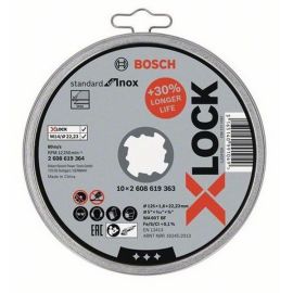 Boîte de 10 disques à tronçonner Bosch X-LOCK Standard pour Inox 125 x 1,6 mm T41 - 2608619364 photo du produit Principale M